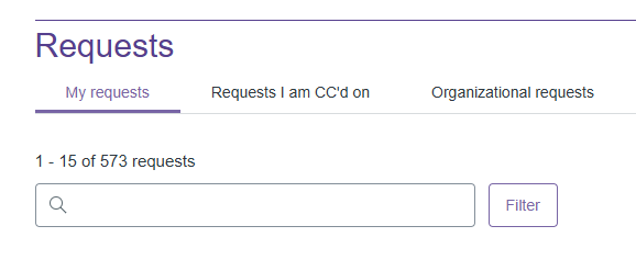 Requests list in portal